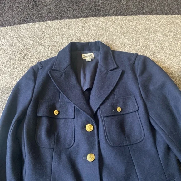 Fossil Navy Wool Blend Gold Button, Military Style Blazer Sz Medium - Picture 2 of 11